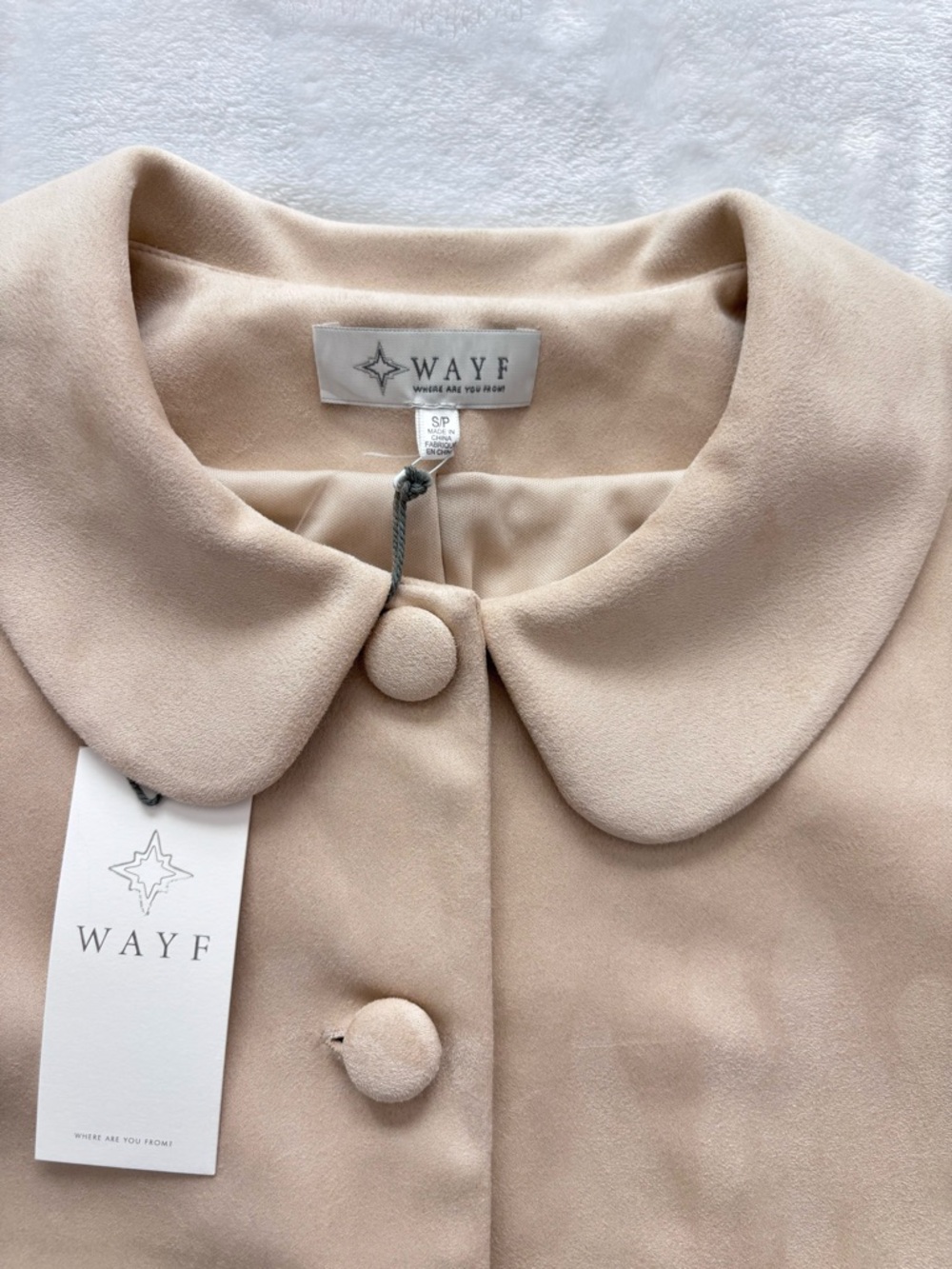 WAYF Elena Cream Cropped Suede-Like Button Front Jacket--NWT--S - Picture 6 of 16